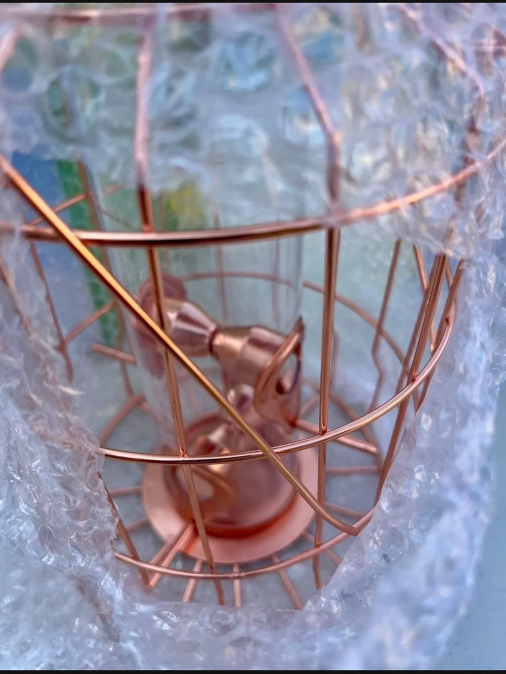 Gray Bunny Rose Gold Bird Seed Feeder Decorative Caged Tube Bird Feeder New